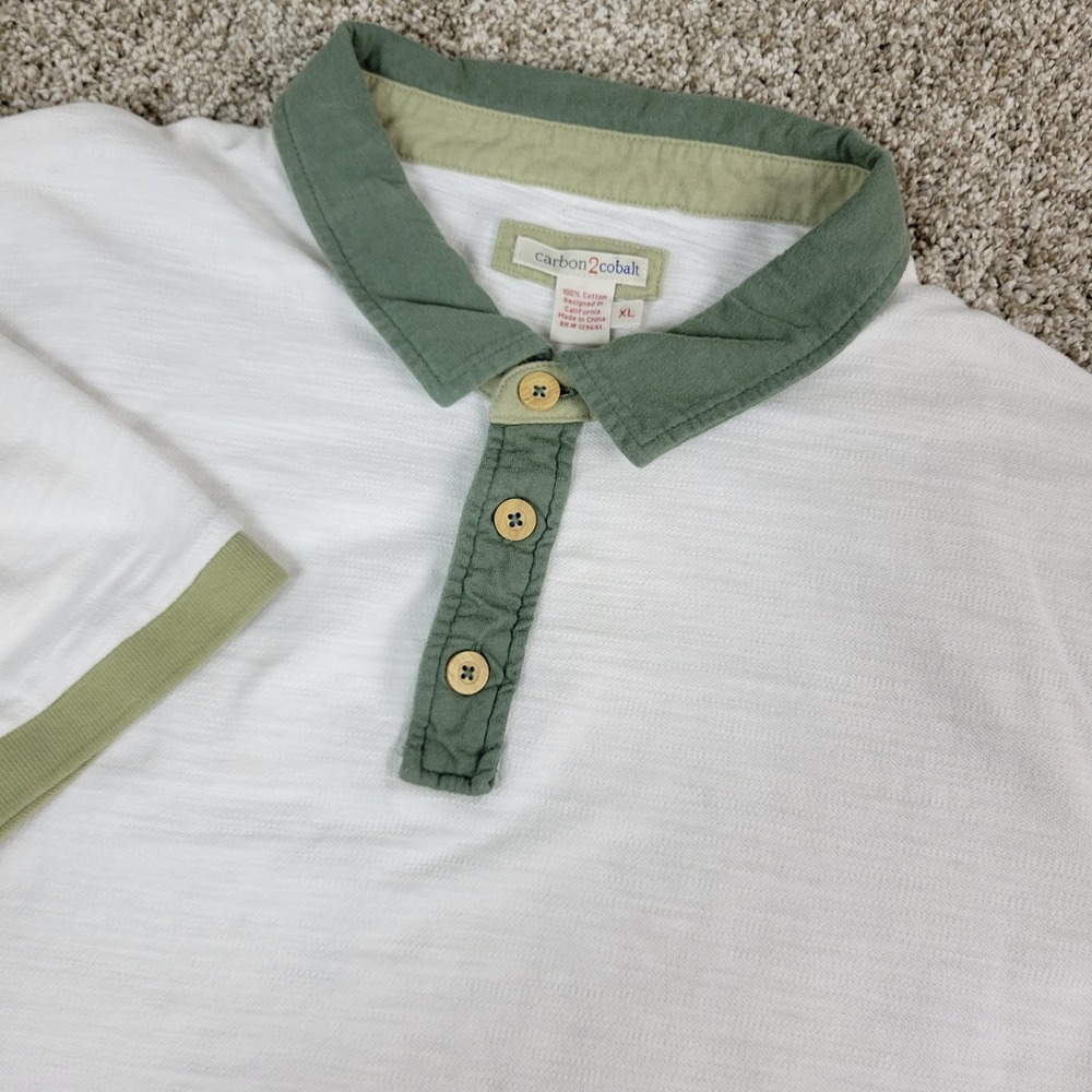 Carbon 2 Cobalt Mens XL White Stretch Knit Polo Short Sleeve